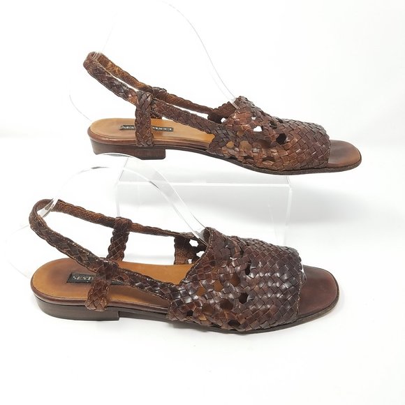 Sesto Meucci Shoes - Sesto Meucci sandals brown woven flat 10 narrow